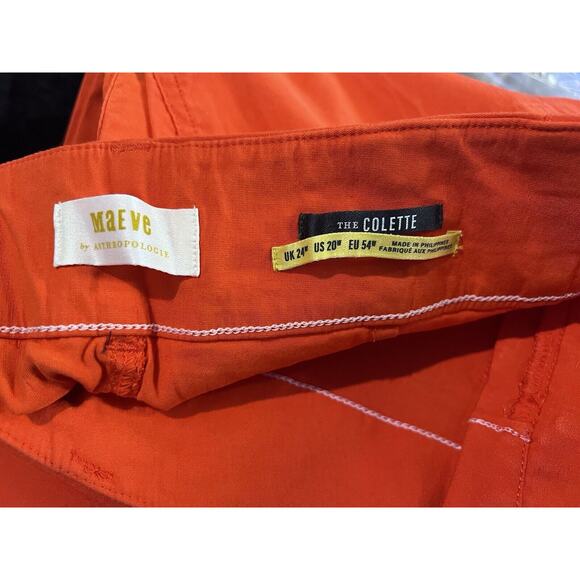 Maeve Anthropologie The Colette Red Pants Plus Size 20 W Cropped - Picture 10 of 12